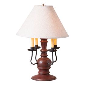 Cedar Creek Wood Table Lamp in Americana Red with Fabric Linen Shade