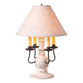 Cedar Creek Wood Table Lamp in Americana White with Fabric Linen Shade