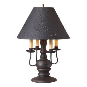 Cedar Creek Wood Table Lamp in Americana Black with Textured Metal Shade
