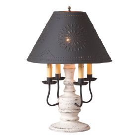 Cedar Creek Wood Table Lamp in Americana White with Textured Metal Shade