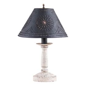 Butcher's Lamp in Americana White with Textured Metal Shade