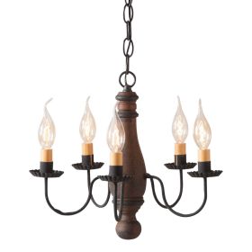 5-Arm Bed & Breakfast Wood Chandelier in Hartford Pumpkin