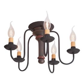 5-Light Berkshire Semi-Flush Mount Wood Ceiling Light in Espresso with Salem Brick