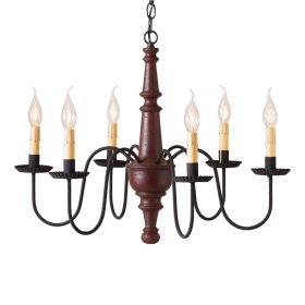 6-Arm Harrison Wood Chandelier in Americana Red