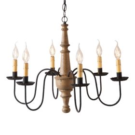 6-Arm Harrison Wood Chandelier in Americana Pearwood