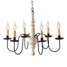 6-Arm Harrison Wood Chandelier in Americana White