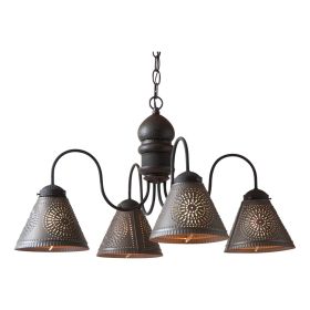 4-Arm Cambridge Wood Chandelier in Americana Black