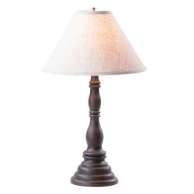 Davenport Wood Table Lamp in Americana Black with Fabric Linen Shade