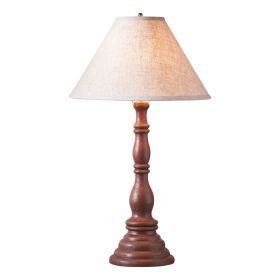 Davenport Wood Table Lamp in Americana Red with Fabric Linen Shade