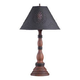 Davenport Wood Table Lamp in Hartford Pumpkin with Textured Metal Shade
