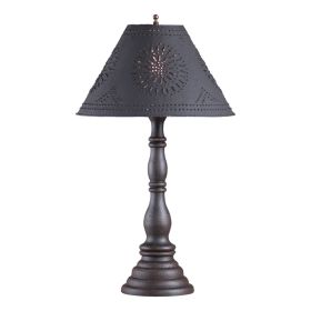 Davenport Wood Table Lamp in Americana Black with Textured Metal Shade
