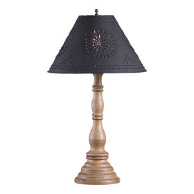 Davenport Wood Table Lamp in Americana Pearwood with Textured Metal Shade