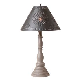 Devenport Wood Table Lamp in Earl Gray with Metal Tapered Shade