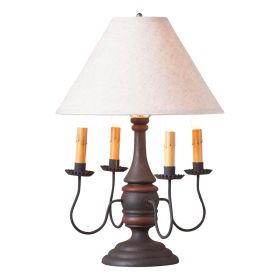 Jamestown Wood Table Lamp in Hartford Black over Red with Linen Fabric Shade