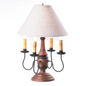 Jamestown Wood Table Lamp in Hartford Pumpkin with Fabric Linen Shade