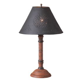 Gatlin Wood Table Lamp in Hartford Pumpkin with Textured Metal Shade