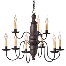 9-Arm Fairfield Wood Chandelier in Americana Black