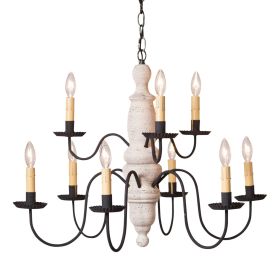 9-Arm Fairfield Wood Chandelier in Americana White