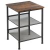 3-Tier Industrial End Table with Mesh Shelves and Adjustable Shelves