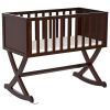 Solid Wood Rocking Baby Glider Cradle with Crib Mattress in Cherry Finish