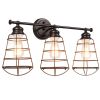 3-Light Vanity Lamp Bathroom Fixture with Metal Wire Cage - Color: Bronze