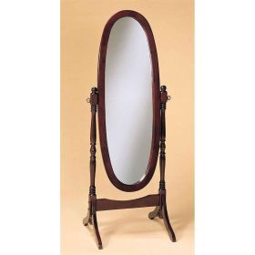 Oval Cheval Mirror Full Length Solid Wood Floor Mirror in Cherry