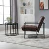 Retro Tufted Faux Leather Metal Frame Accent Chair - Brown