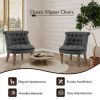 Set of 2 Upholstered Armless Slipper Chairs with Beech Wood Legs-Gray