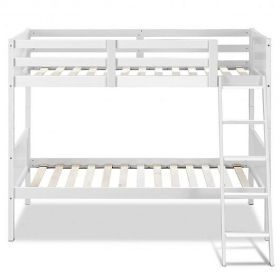 Twin Size Wooden Bunk Beds Convertible 2 Individual Beds-Brown