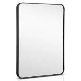 Metal Framed Bathroom Mirror with Rounded Corners-Black