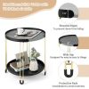 2-Tier Round Side Table with Removable Tray and Metal Frame for Small Space-Golden