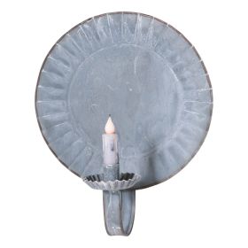 Large Round Candle Sconce in Weathered Zinc