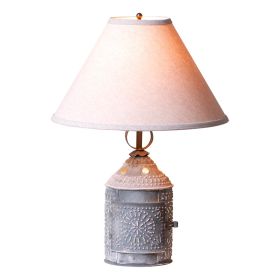 Paul Revere Lamp in Weathered Zinc with Ivory Linen Shade