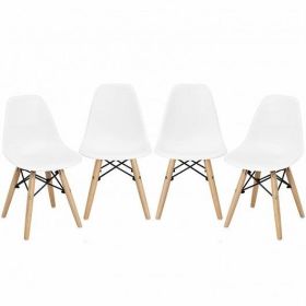 4 PCS Children Chair Set Medieval Style Dining Chairs with Wood Legs