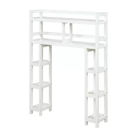 White Solid Wood Over-the-Toilet Bathroom Storage Shelving Unit