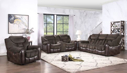 Transitional Dual-Power Leather Loveseat - Reclining Seats, Top Grain Leather, High-Leg Design - Compact and Comfortable - as Pic