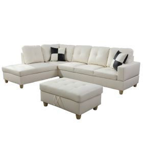 White Faux Leather 3-Piece Couch Living Room Sofa Set - White