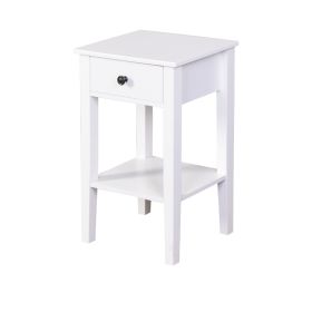 White Bathroom Floor-standing Storage Table with a Drawer - White