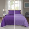 3 Piece Oversized Ultrasonic Embossed Bedspread Set with Coin Medallion Pattern - Purple - Queen
