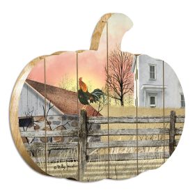 "Early Riser" By Artisan Billy Jacobs Printed on Wooden Pumpkin Wall Art - as Pic
