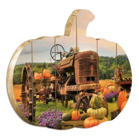 "The Harvester" By Artisan Lori Deiter Printed on Wooden Pumpkin Wall Art - as Pic