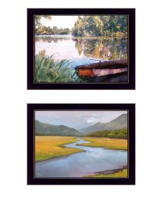 "Serene Water" 2-Piece Vignette by Bluebird Barn and William Hawkins, Ready to Hang Framed Print, Black Frame - as Pic