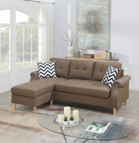 Living Room Corner Sectional Light Coffee Polyfiber Chaise sofa Reversible Sectional - as Pic