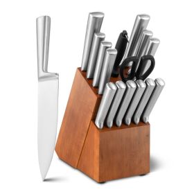 16-Piece Stainless Stee Kitchen Knife Set with Sharpener - as show