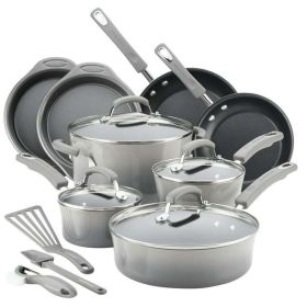 15-Piece Nonstick Pots and Pans Set/Cookware Set, Marine Blue - gray