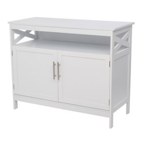 FCH Double Door Side Cabinet With Partition White - as picture
