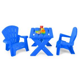 3-Piece Plastic Children's Play Table Chair Set - Blue