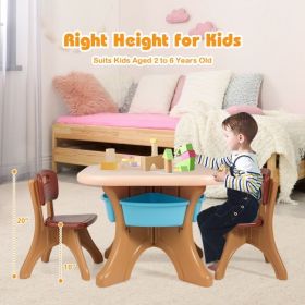 Kids Activity Table and Chair Set Play Furniture with Storage - coffee