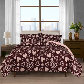 HIG Romantic Love Heart Print Comforter Set, 3 Piece