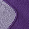 3 Piece Oversized Ultrasonic Embossed Bedspread Set with Coin Medallion Pattern - Purple - Queen